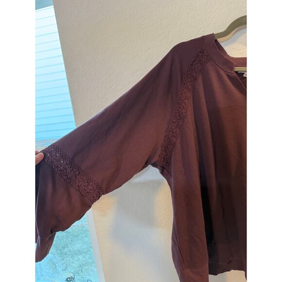 Maurices Lace Panel Pullover Sweatshirt Mauve Purple Size 2X - Picture 9 of 9